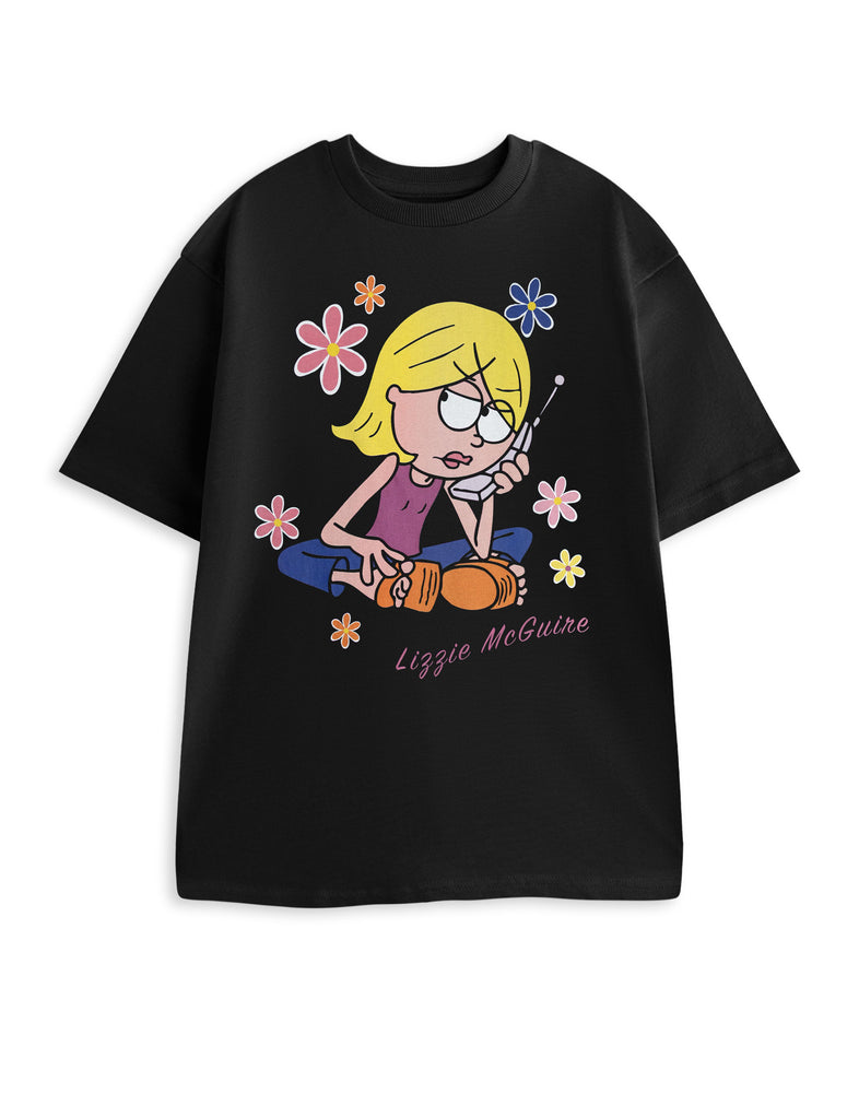 Disney Phone Lizzie Mcguire Womens Black Short Sleeved T-Shirt