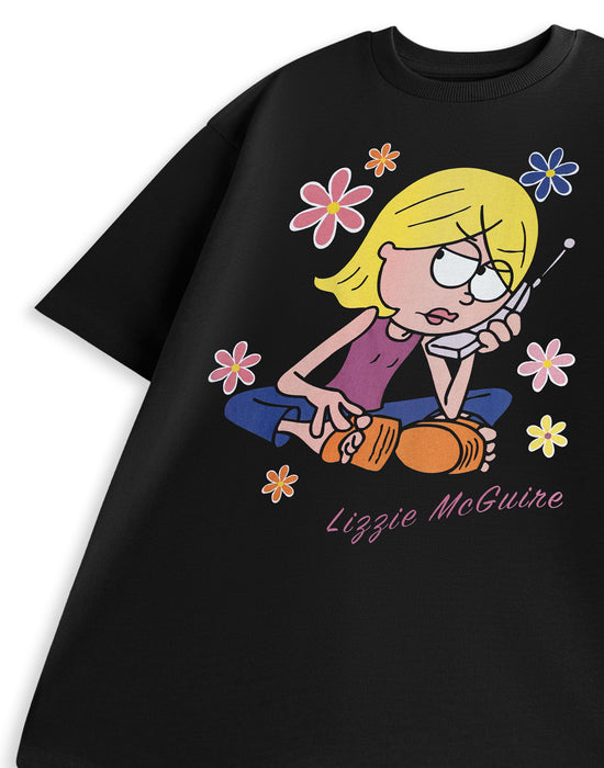 Disney Phone Lizzie Mcguire Womens Black Short Sleeved T-Shirt