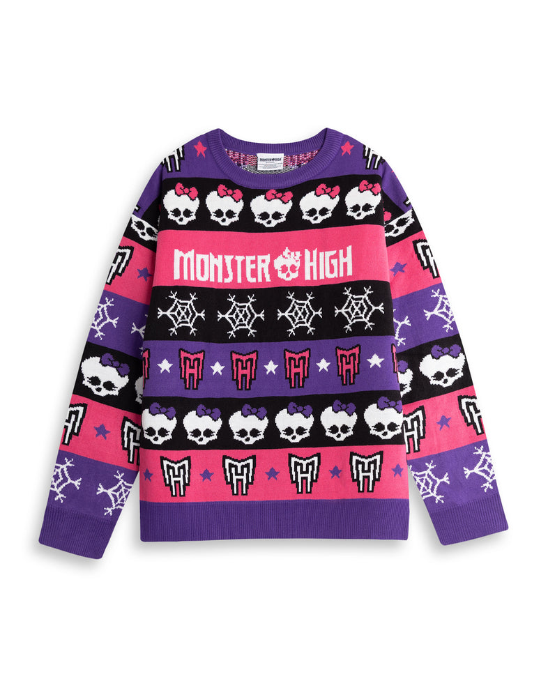 Monster High Skull & Snowflake Fairisle Womens Multicoloured Christmas Jumper