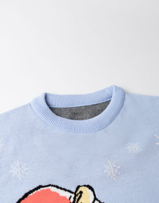 Winnie the Pooh Character Womens Blue Christmas Jumper