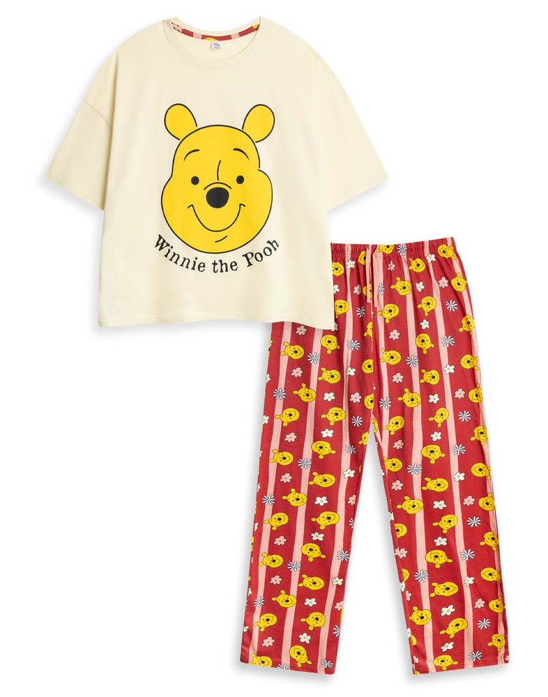 Disney Winnie The Pooh Womens Multicoloured Short Sleeve Long Leg Pyjama Set