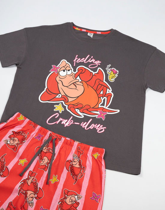 Disney The Little Mermaid And Sebastian Womens Multicoloured Short Sleeve Long Leg Pyjama Set