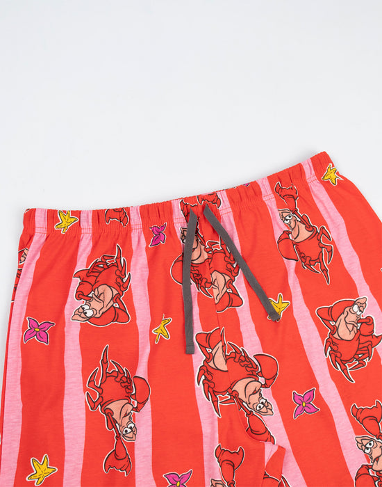 Disney The Little Mermaid And Sebastian Womens Multicoloured Short Sleeve Long Leg Pyjama Set