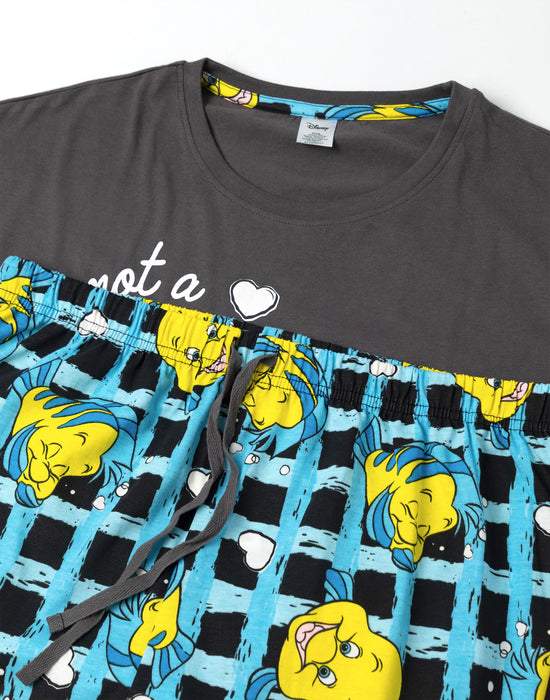 Disney The Little Mermaid And Flounder Womens Grey Short Sleeve Long Leg Pyjama Set