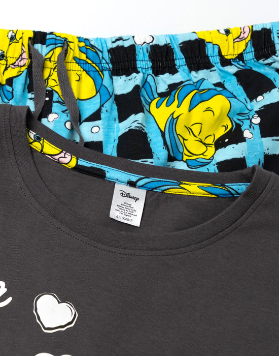 Disney The Little Mermaid And Flounder Womens Grey Short Sleeve Long Leg Pyjama Set