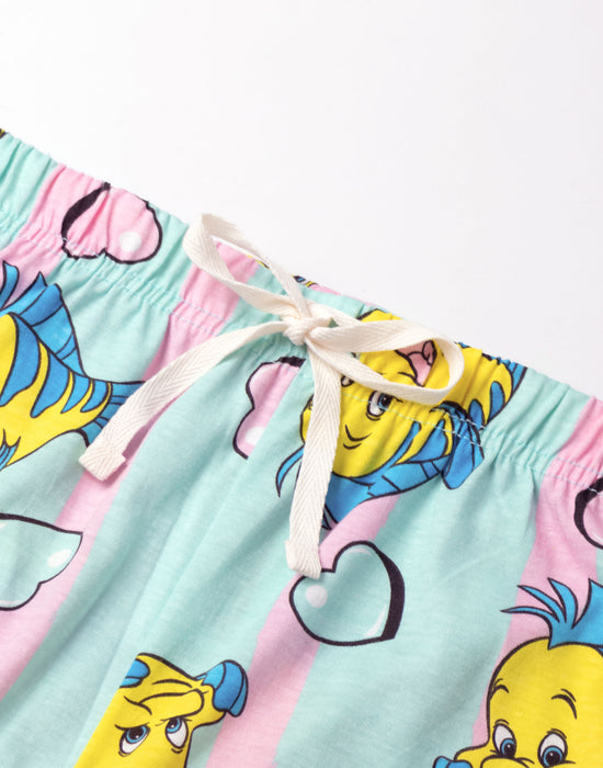 Disney The Little Mermaid Womens Beige Short Sleeve Long Leg Pyjama Set