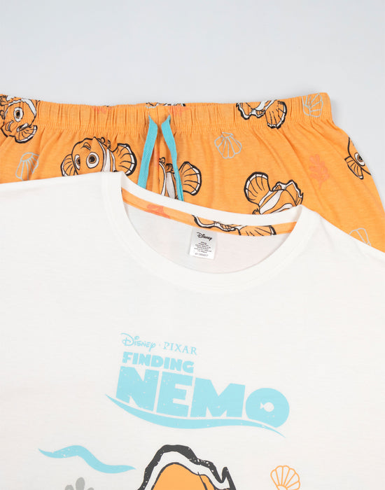 Disney Finding Nemo Womens White Short Sleeve Long Leg Pyjama Set