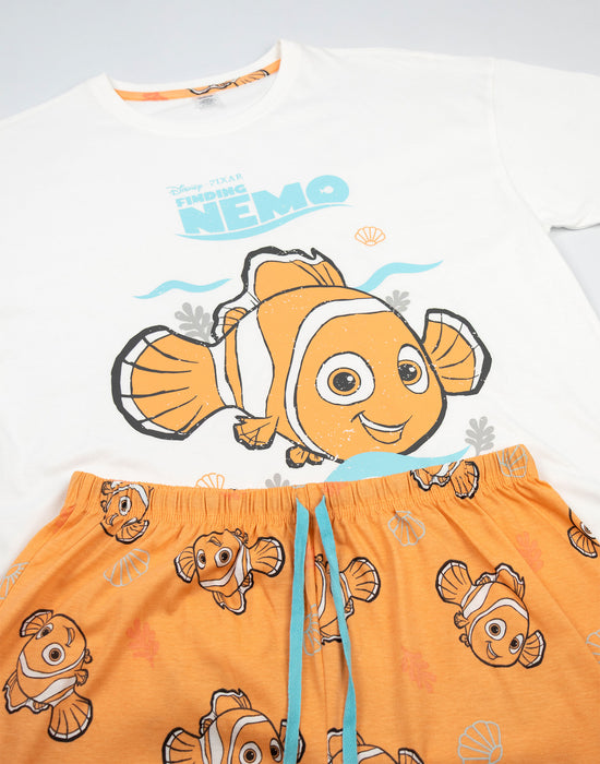 Disney Finding Nemo Womens White Short Sleeve Long Leg Pyjama Set