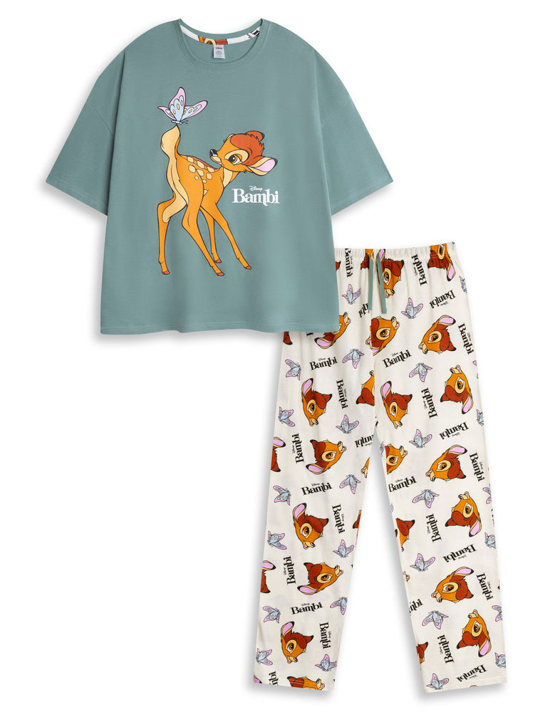 Disney Bambi Womens Multicoloured Short Sleeve Long Leg Pyjama Set
