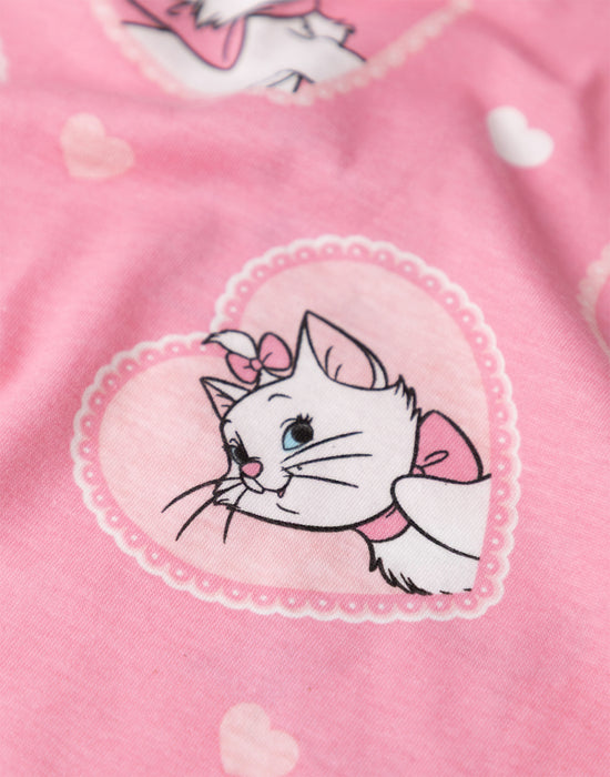 Disney Marie Womens Pink Short Sleeve Long Leg Pyjama Set