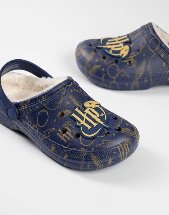 Harry Potter Logo Fur Lined Womens Navy Clogs