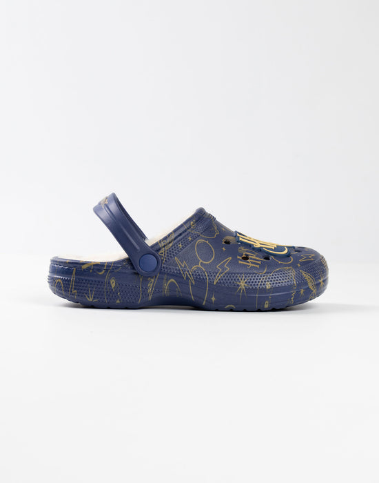 Harry Potter Logo Fur Lined Womens Navy Clogs