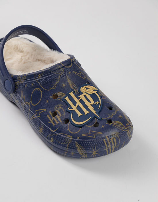 Harry Potter Logo Fur Lined Womens Navy Clogs
