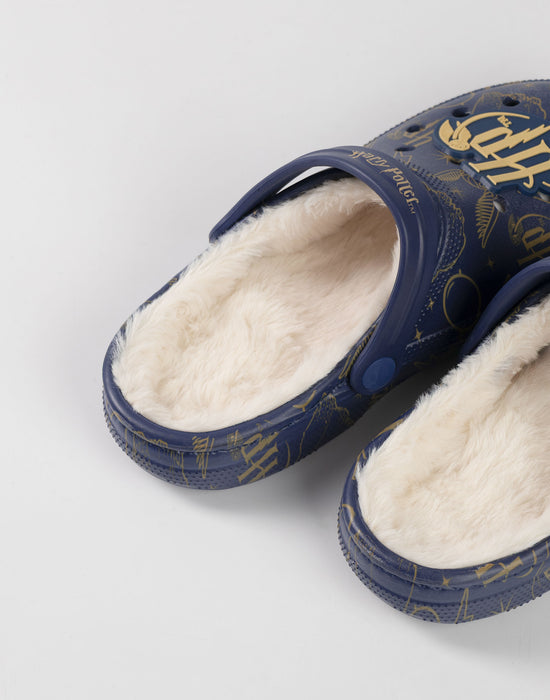 Harry Potter Logo Fur Lined Womens Navy Clogs