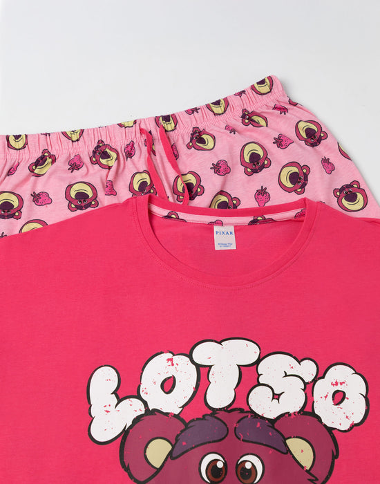 Disney Lotso Womens Pink Short Sleeve Long Leg Pyjama Set