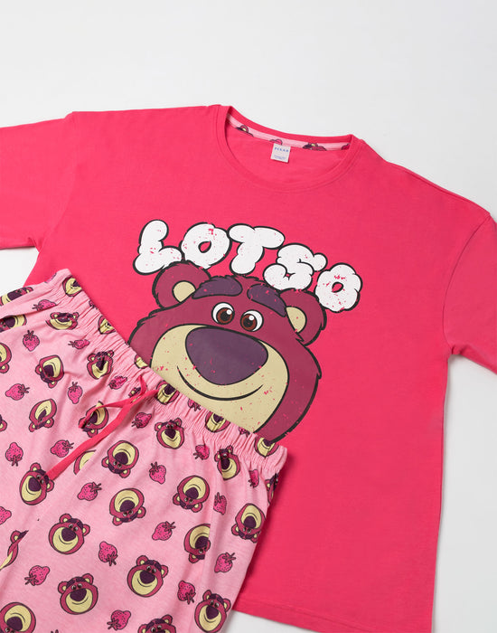 Disney Lotso Womens Pink Short Sleeve Long Leg Pyjama Set