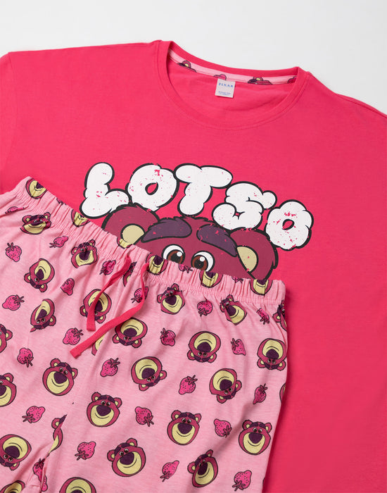 Disney Lotso Womens Pink Short Sleeve Long Leg Pyjama Set