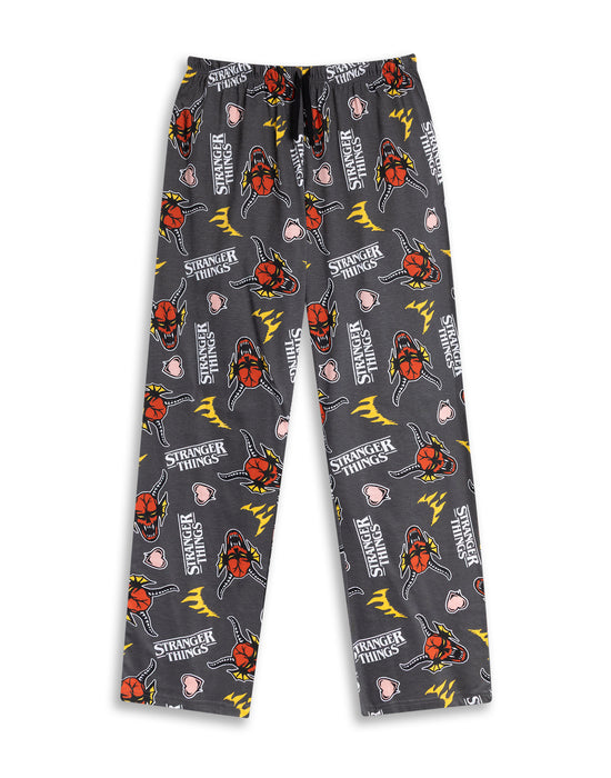 Stranger Things Logo Womens Grey Short Sleeve Long Leg Pyjama Set
