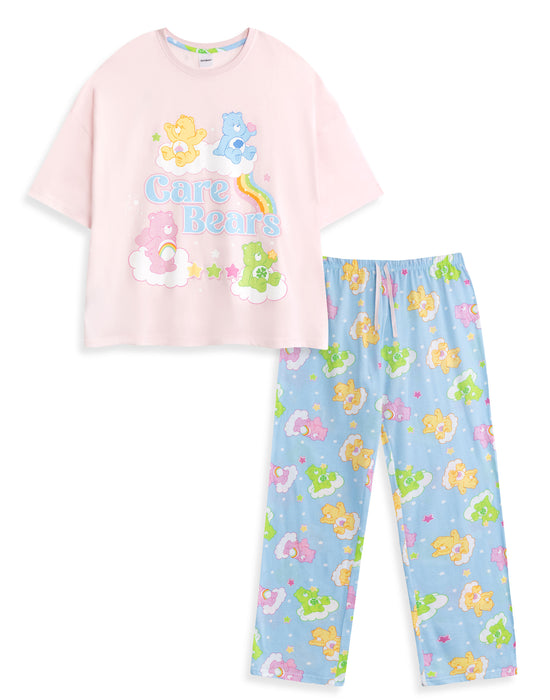 Care Bears Character Womens Pink Short Sleeve Long Leg Pyjama Set
