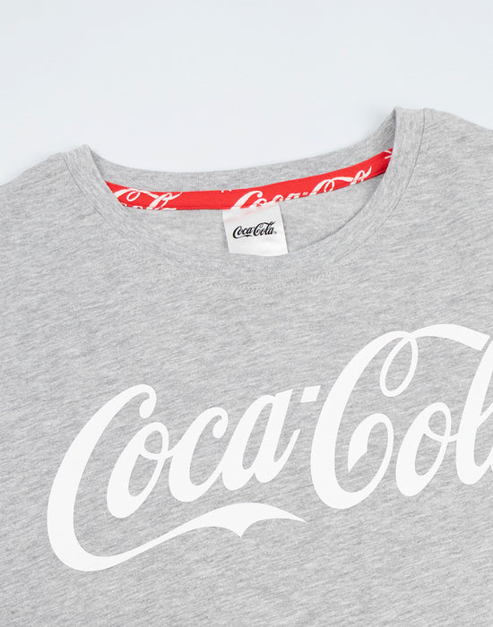Coca Cola Logo Womens Grey Short Sleeve Long Leg Pyjama Set