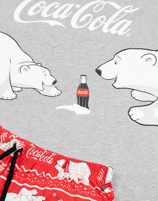 Coca Cola Logo Womens Grey Short Sleeve Long Leg Pyjama Set