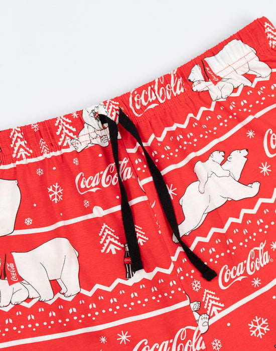 Coca Cola Logo Womens Grey Short Sleeve Long Leg Pyjama Set