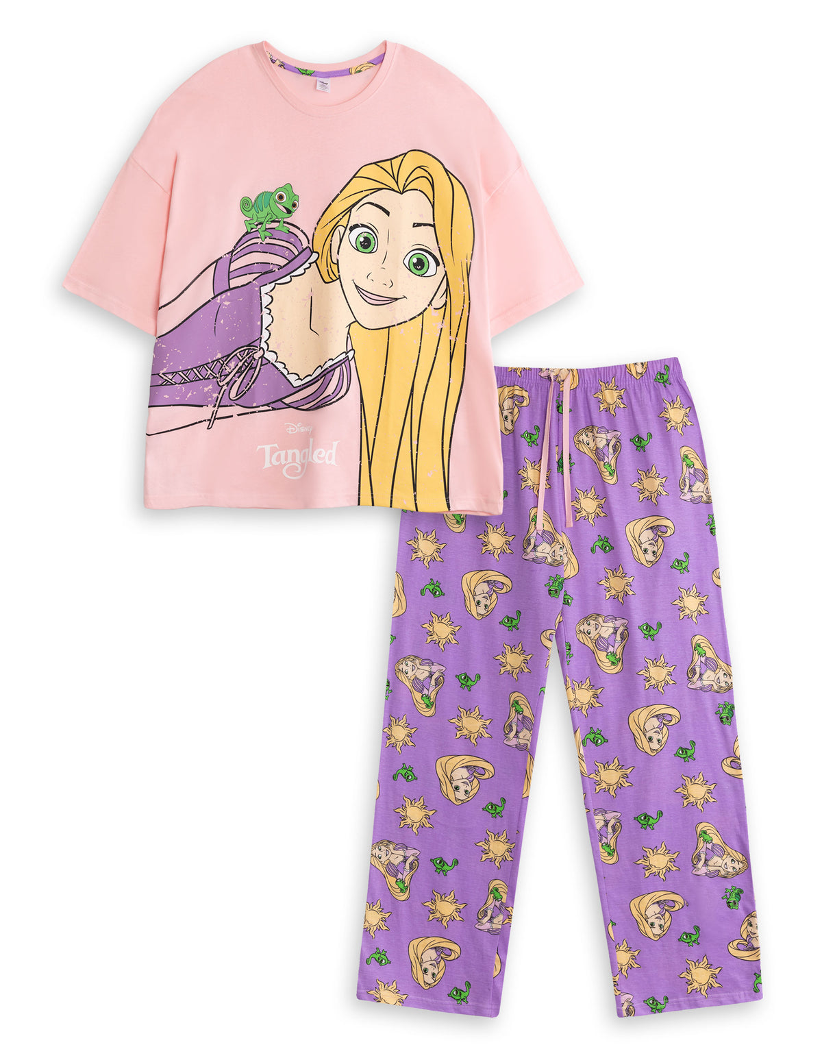 Disney Tangled Womens Pink Short Sleeve Long Leg Pyjama Set — Vanilla ...