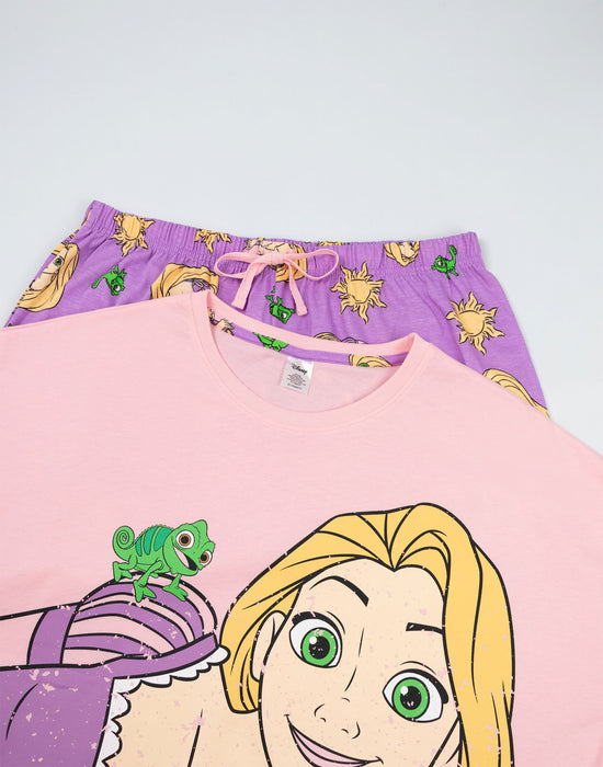 Disney Tangled Womens Pink Short Sleeve Long Leg Pyjama Set