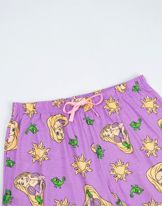 Disney Tangled Womens Pink Short Sleeve Long Leg Pyjama Set