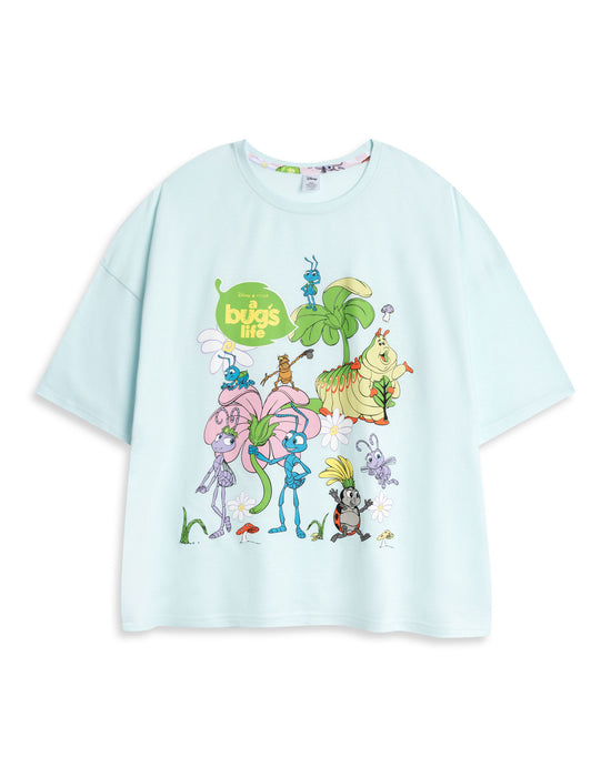 Disney Bugs Life Womens Blue Short Sleeve Long Leg Pyjama Set