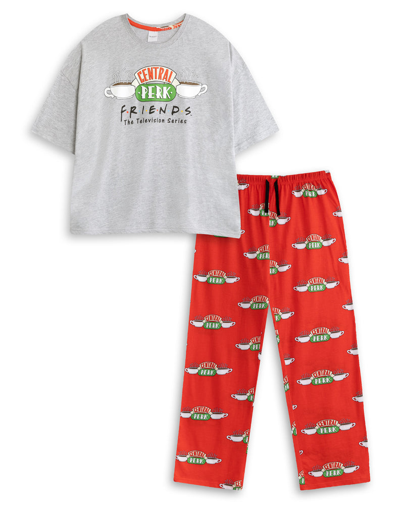 Friends Logo Womens Grey Short Sleeve Long Leg Pyjama Set