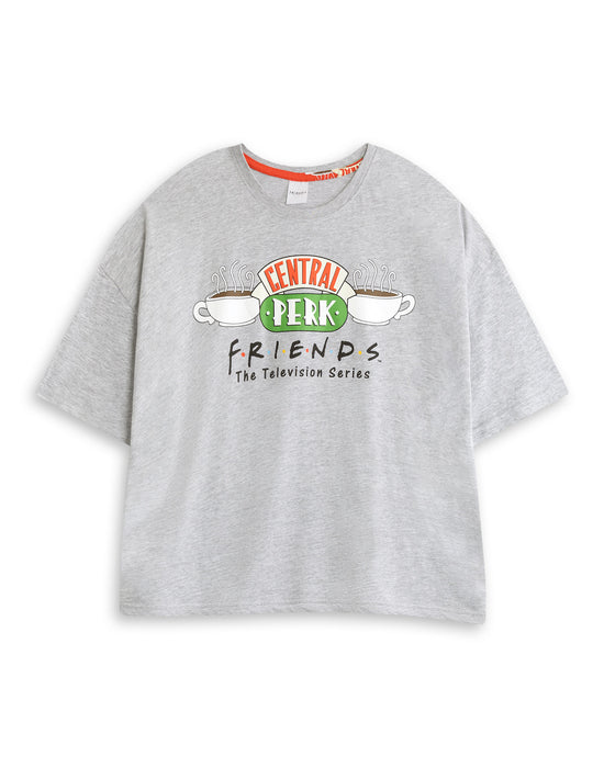 Friends Logo Womens Grey Short Sleeve Long Leg Pyjama Set