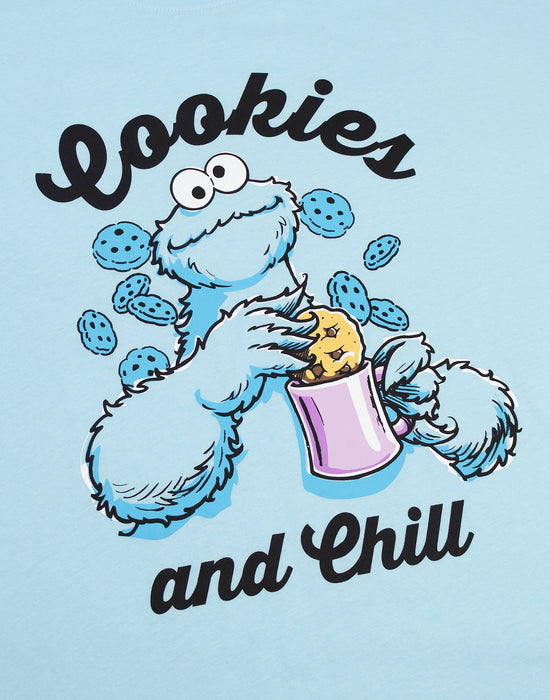 Sesame Street Cookie Monster Womens Blue Short Sleeve Long Leg Pyjama Set