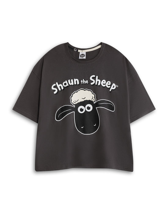 Shaun The Sheep Character Womens Grey Short Sleeve Long Leg Pyjama Set