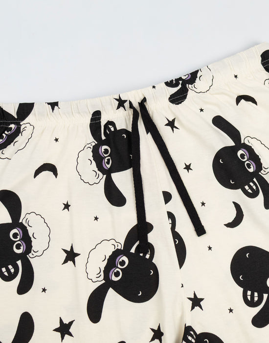 Shaun The Sheep Character Womens Grey Short Sleeve Long Leg Pyjama Set