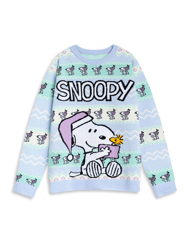Peanuts Snoopy Womens Blue Christmas Jumper