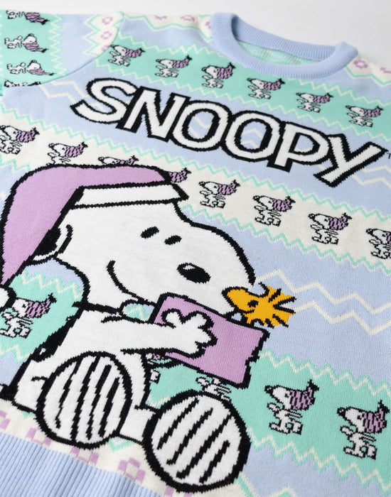 Peanuts Snoopy Womens Blue Christmas Jumper