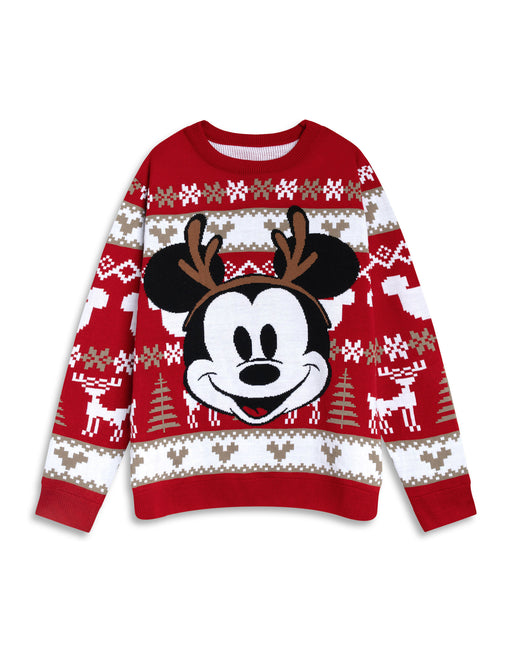 Disney Mickey Mouse Womens Red Christmas Jumper