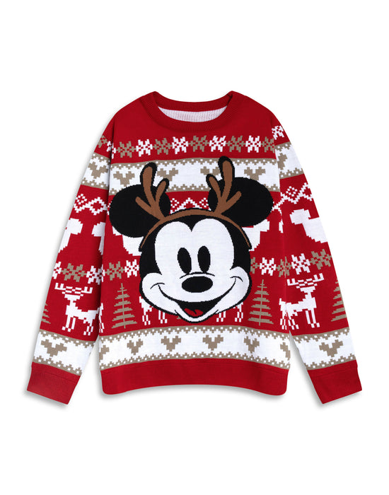 Disney Mickey Mouse Womens Red Christmas Jumper