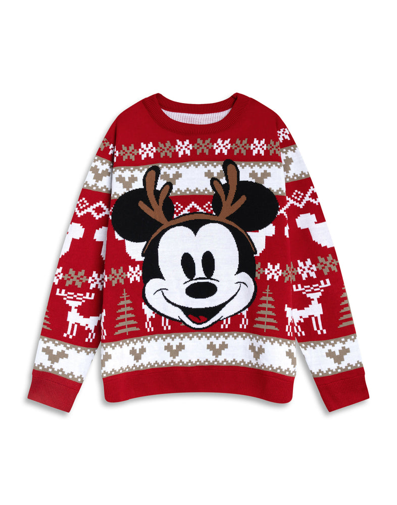 Disney Mickey Mouse Womens Red Christmas Jumper