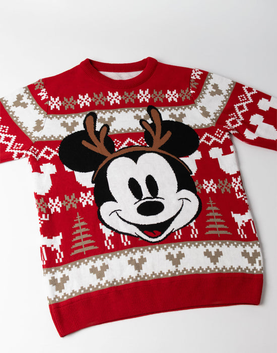 Disney Mickey Mouse Womens Red Christmas Jumper