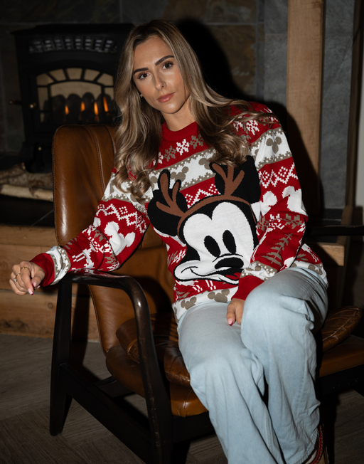 Disney Mickey Mouse Womens Red Christmas Jumper
