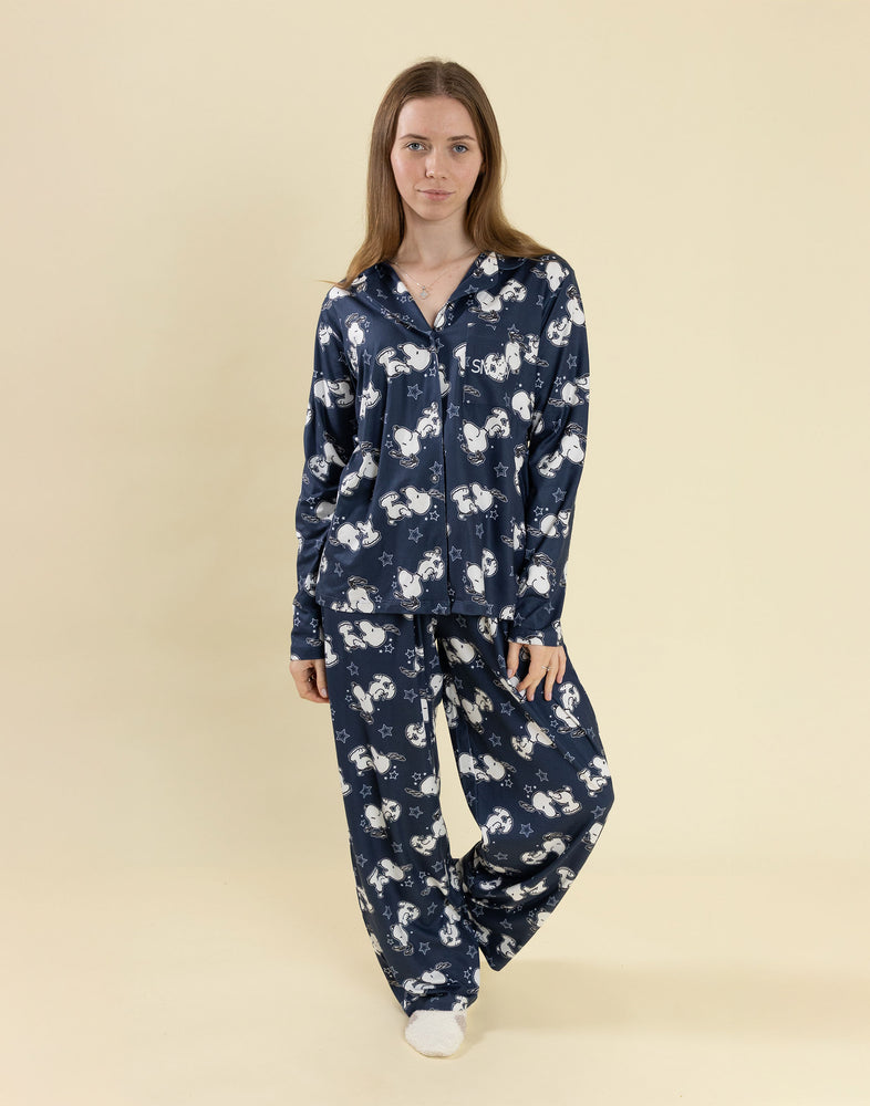 Peanuts Snoopy Womens Navy Long Sleeve Long Leg Pyjama Set