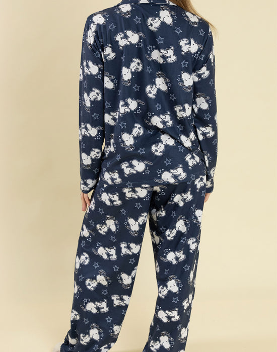 Peanuts Snoopy Womens Navy Long Sleeve Long Leg Pyjama Set
