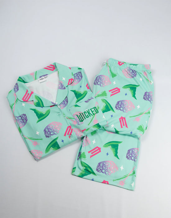 Wicked Character Womens Green Long Sleeve Long Leg Pyjama Set