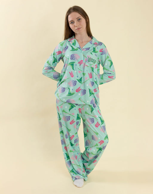 Wicked Character Womens Green Long Sleeve Long Leg Pyjama Set