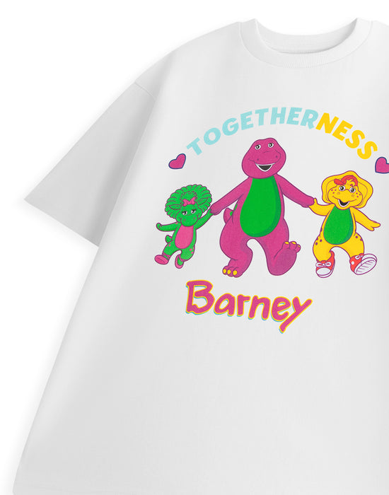 Barney Togetherness Womens White Short Sleeved T-Shirt