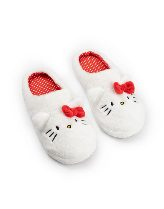 Hello Kitty Character Face Womens White Mule Slippers