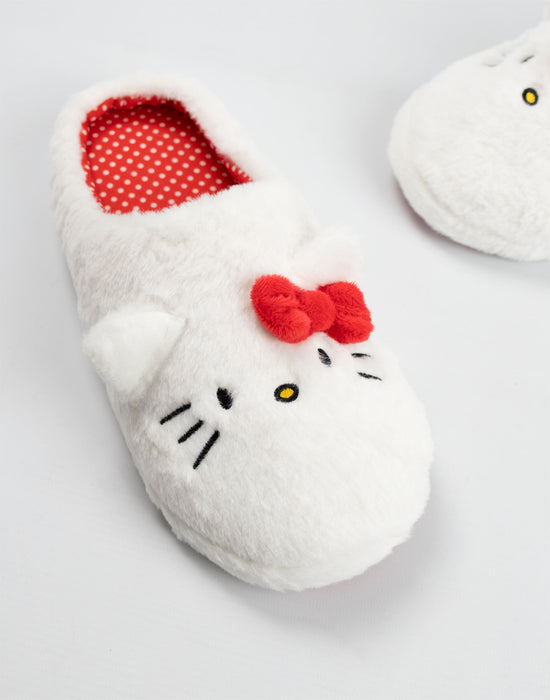 Hello Kitty Character Face Womens White Mule Slippers
