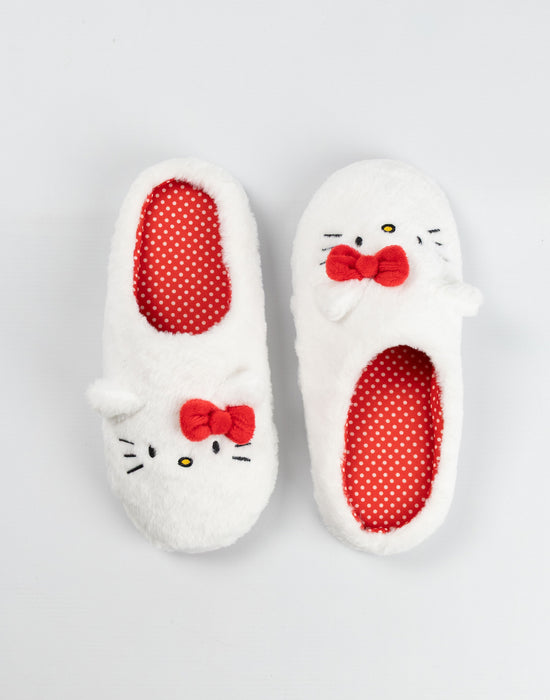 Hello Kitty Character Face Womens White Mule Slippers